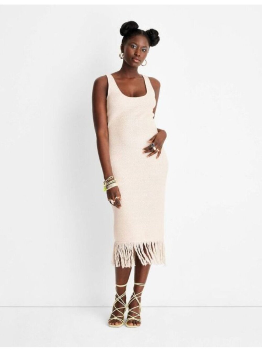 Future Collective Crochet Fringe Sleeveless Dress